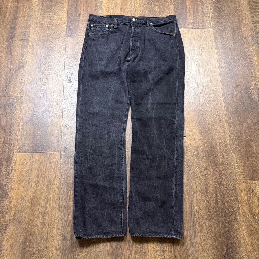 Levi's 501 Jeans Mens Tagged 36x34 Fits 36x31 Black Denim Straight Leg